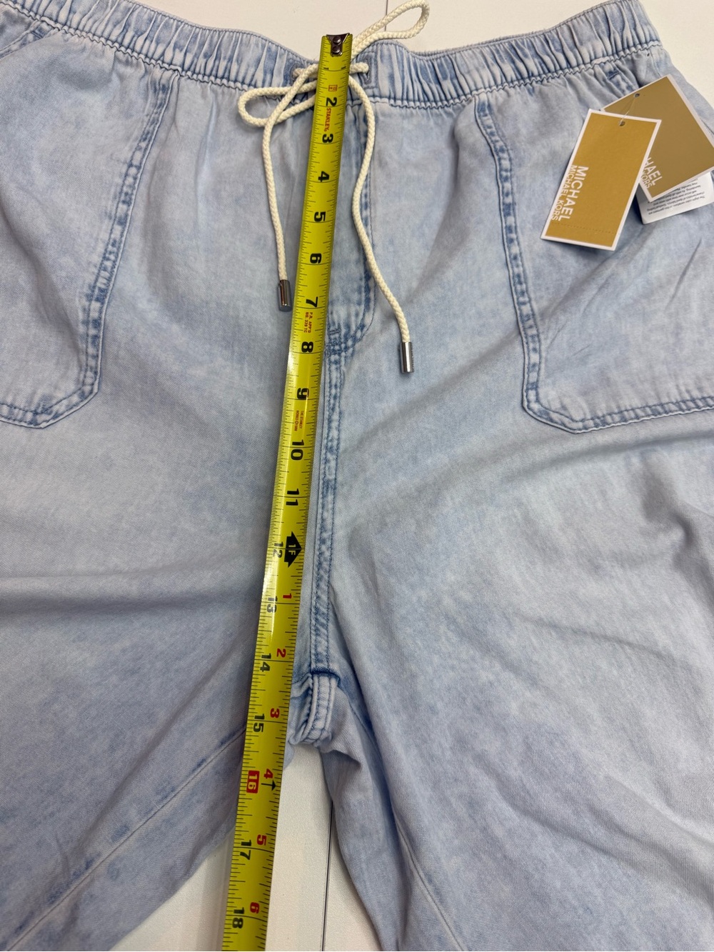 Michael Kors Light Blue Wide-Leg Drawstring Jeans size L - Picture 5 of 14